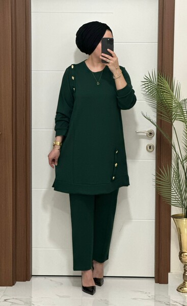MASAL ABİYEM - 1313 K 150 YEŞİL DÜĞME DETAY YAKAMOZ TAKIM