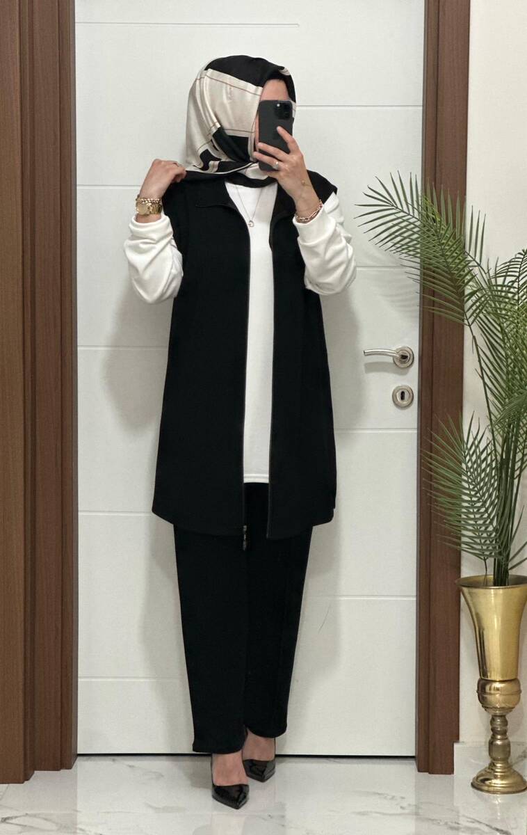 3030 K SİYAH GAMZE ÜÇLÜ TAKIM 