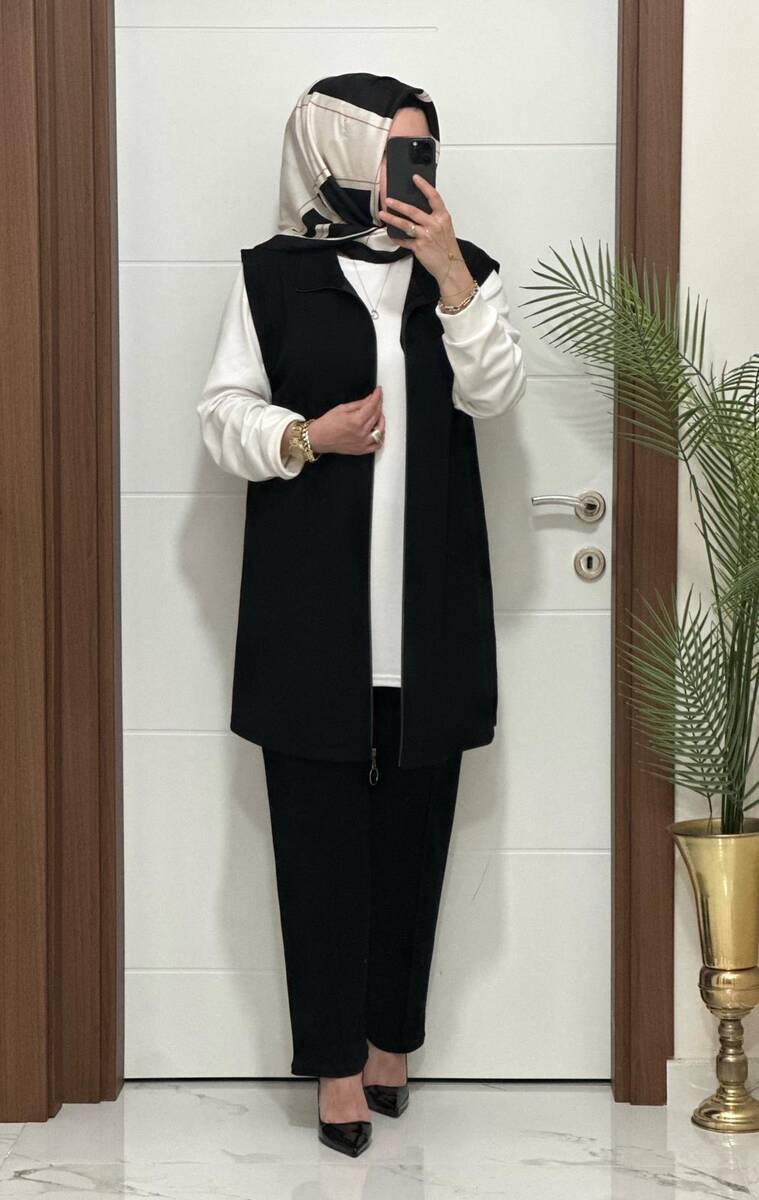 3030 K SİYAH GAMZE ÜÇLÜ TAKIM 