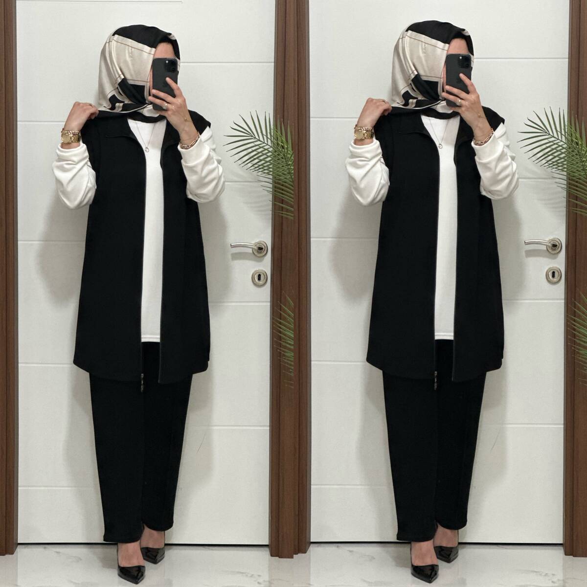 3030 K SİYAH GAMZE ÜÇLÜ TAKIM 