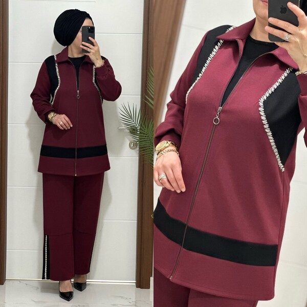 2727 K 150 BORDO TAŞLI MASAL TAKIM - Thumbnail