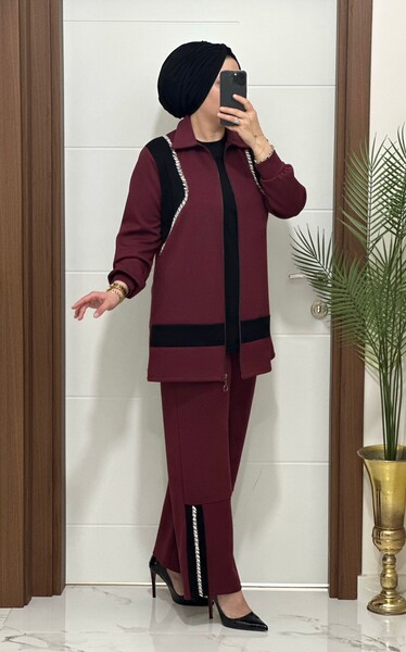 MASAL ABİYEM - 2727 K 150 BORDO TAŞLI MASAL TAKIM