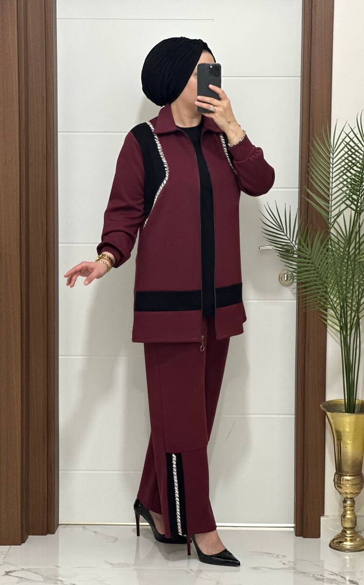 2727 K 150 BORDO TAŞLI MASAL TAKIM