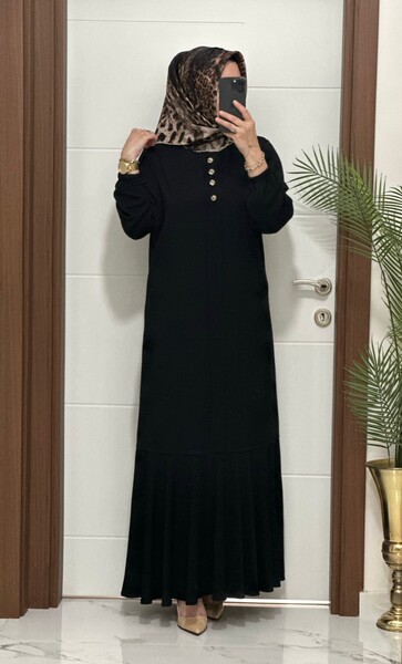 MASAL ABİYEM - 25307 K 125 SİYAH EDİZ VOLANLI ELBİSE
