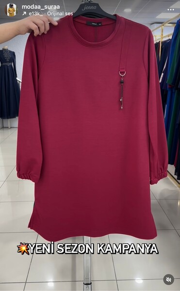 MASAL ABİYEM - 2491 K25 BORDO AKSESURLI TUNİK