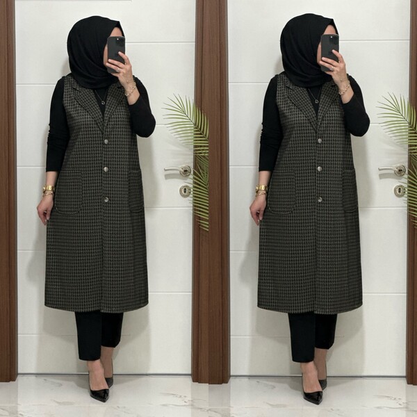 24916 K 80 GRİ MENDİZ KAZAYAGI YELEK - Thumbnail