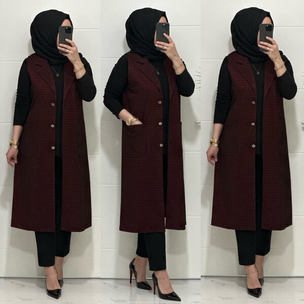 24916 K 80 BORDO MENDİZ KAZAYAGI YELEK - Thumbnail