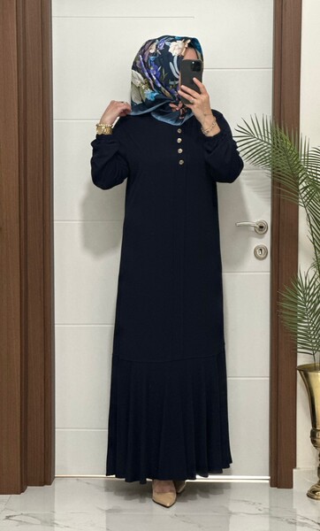 MASAL ABİYEM - 25307 K 125 LACİVERT EDİZ VOLANLI ELBİSE