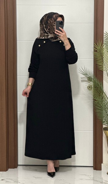 MASAL ABİYEM - 26345 K 175 SİYAH DEMET TRİKO ELBİSE