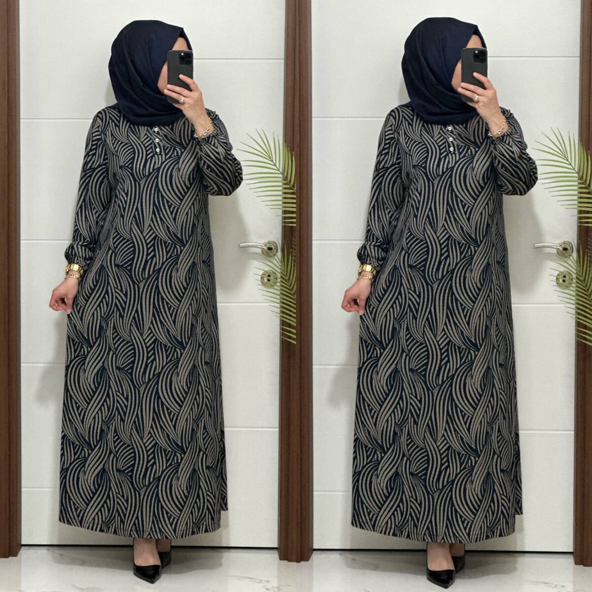 26427 K 90 LACİVERT-VİZON ASLI ELBİSE