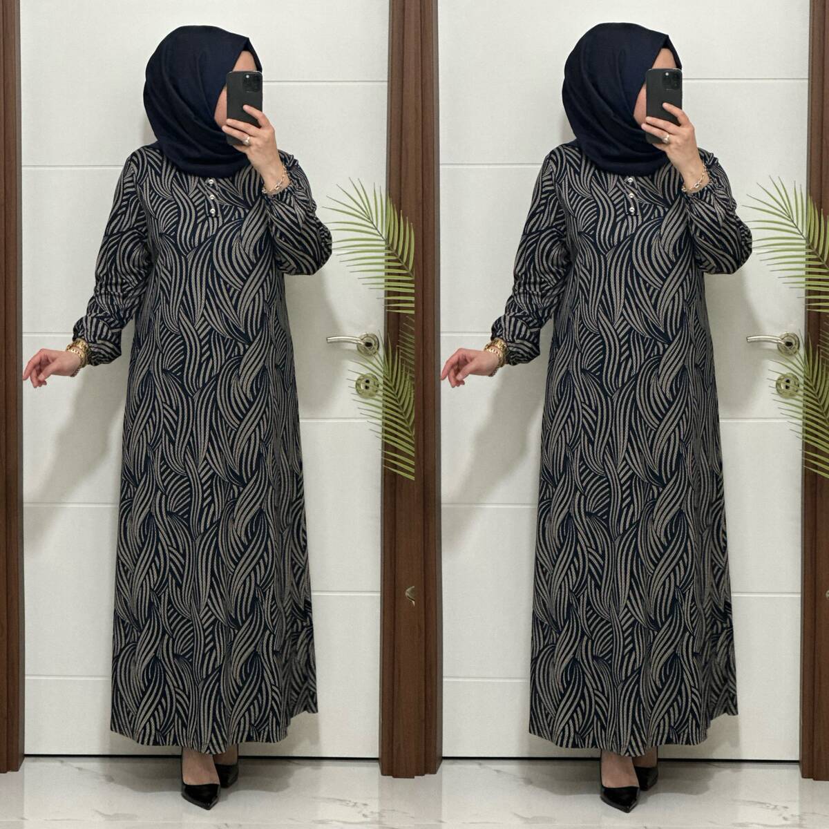 26427 K 90 LACİVERT-VİZON ASLI ELBİSE