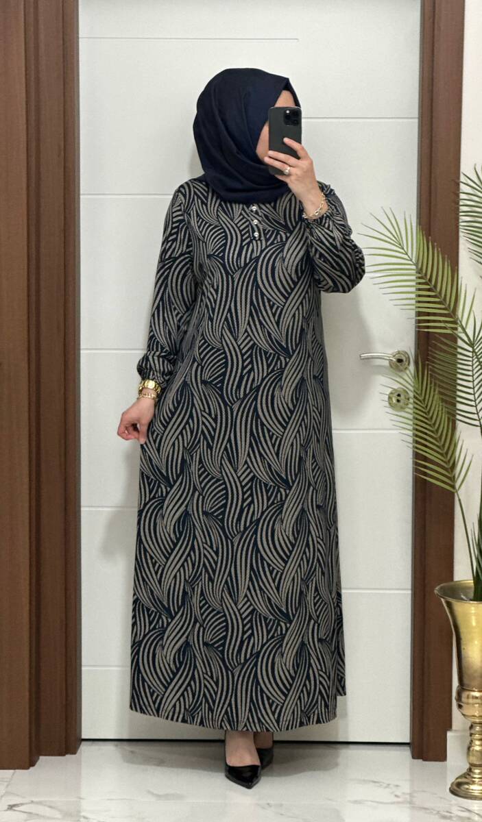 26427 K 90 LACİVERT-VİZON ASLI ELBİSE