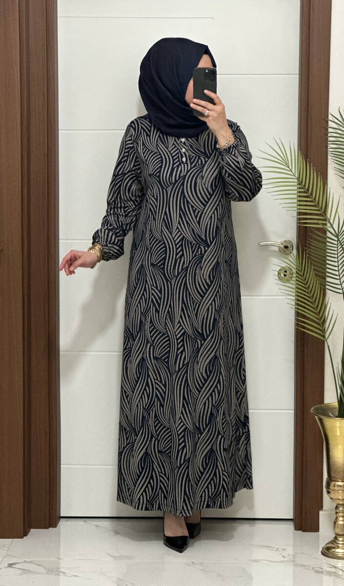 26427 K 90 LACİVERT-VİZON ASLI ELBİSE