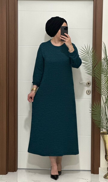 MASAL ABİYEM - 25347 K 125 PETROL DİLARA TAŞLI TRİKO ELBİSE