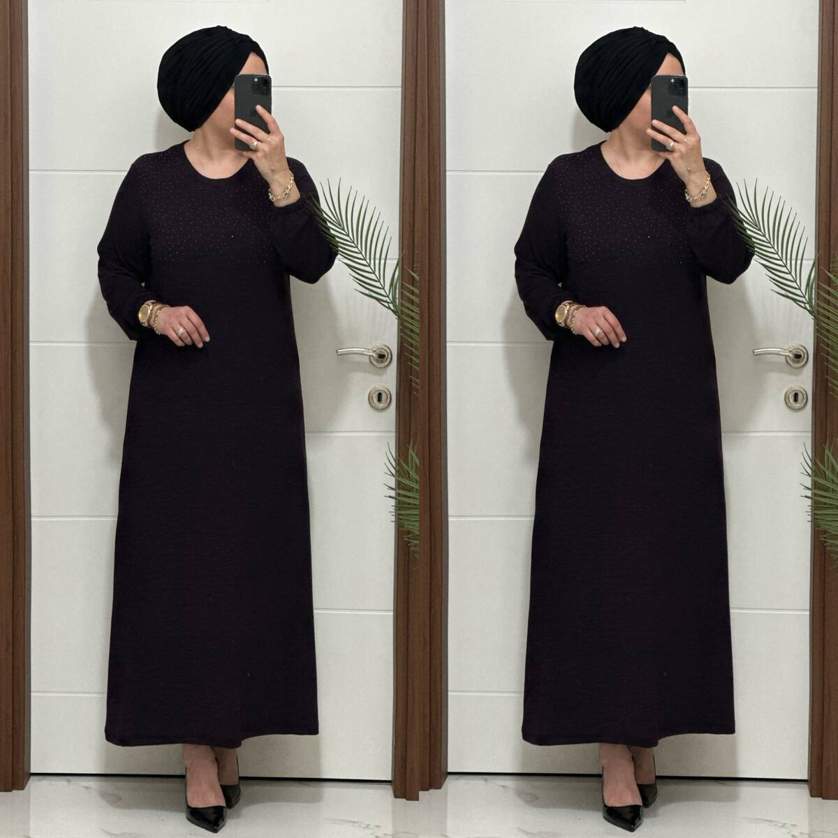 25347 K 125 MÜRDÜM DİLARA TAŞLI TRİKO ELBİSE