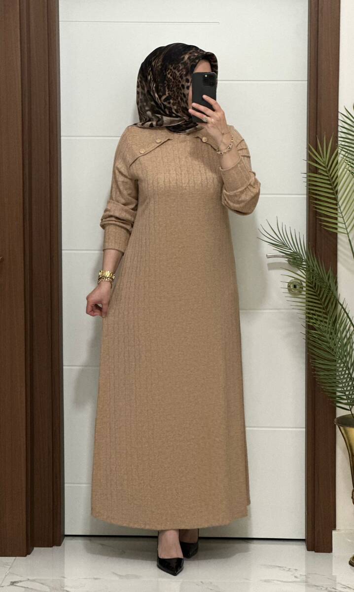 26345 K 175 CAMEL DEMET TRİKO ELBİSE