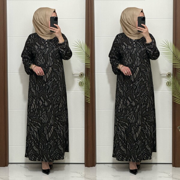 26427 K 90 SİYAH ASLI ELBİSE - Thumbnail
