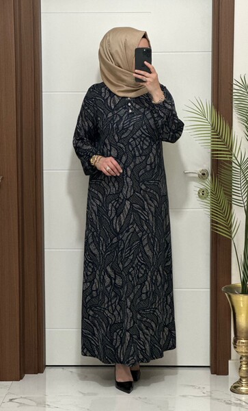 26427 K 90 LACİVERT ASLI ELBİSE - Thumbnail