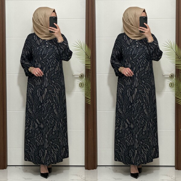 26427 K 90 LACİVERT ASLI ELBİSE - Thumbnail