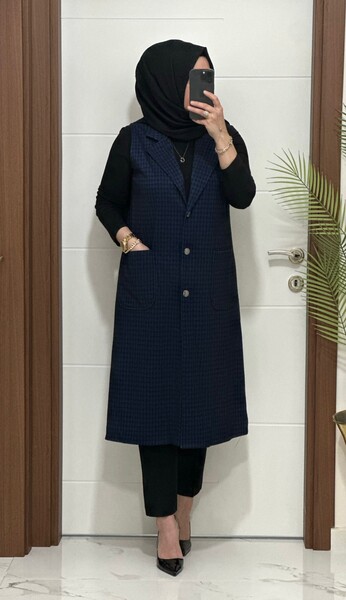 24916 K 80 LACİVERT MENDİZ KAZAYAGI YELEK - Thumbnail