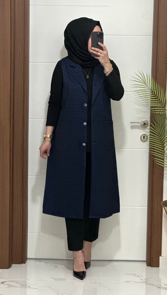 24916 K 80 LACİVERT MENDİZ KAZAYAGI YELEK - Thumbnail