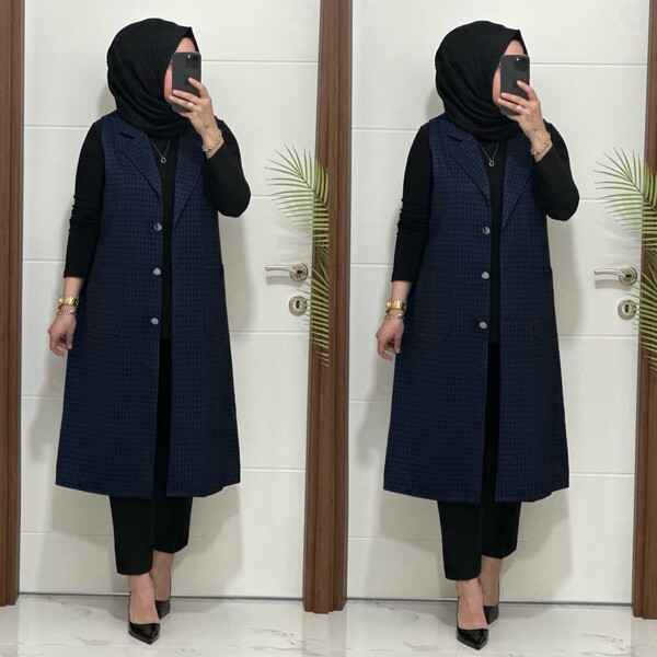 24916 K 80 LACİVERT MENDİZ KAZAYAGI YELEK - Thumbnail