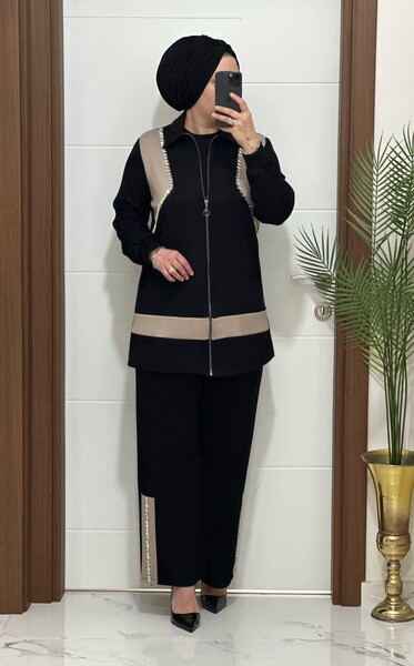 2727 K 150 SİYAH TAŞLI MASAL TAKIM - Thumbnail