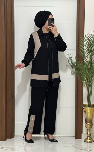 2727 K 150 SİYAH TAŞLI MASAL TAKIM - Thumbnail