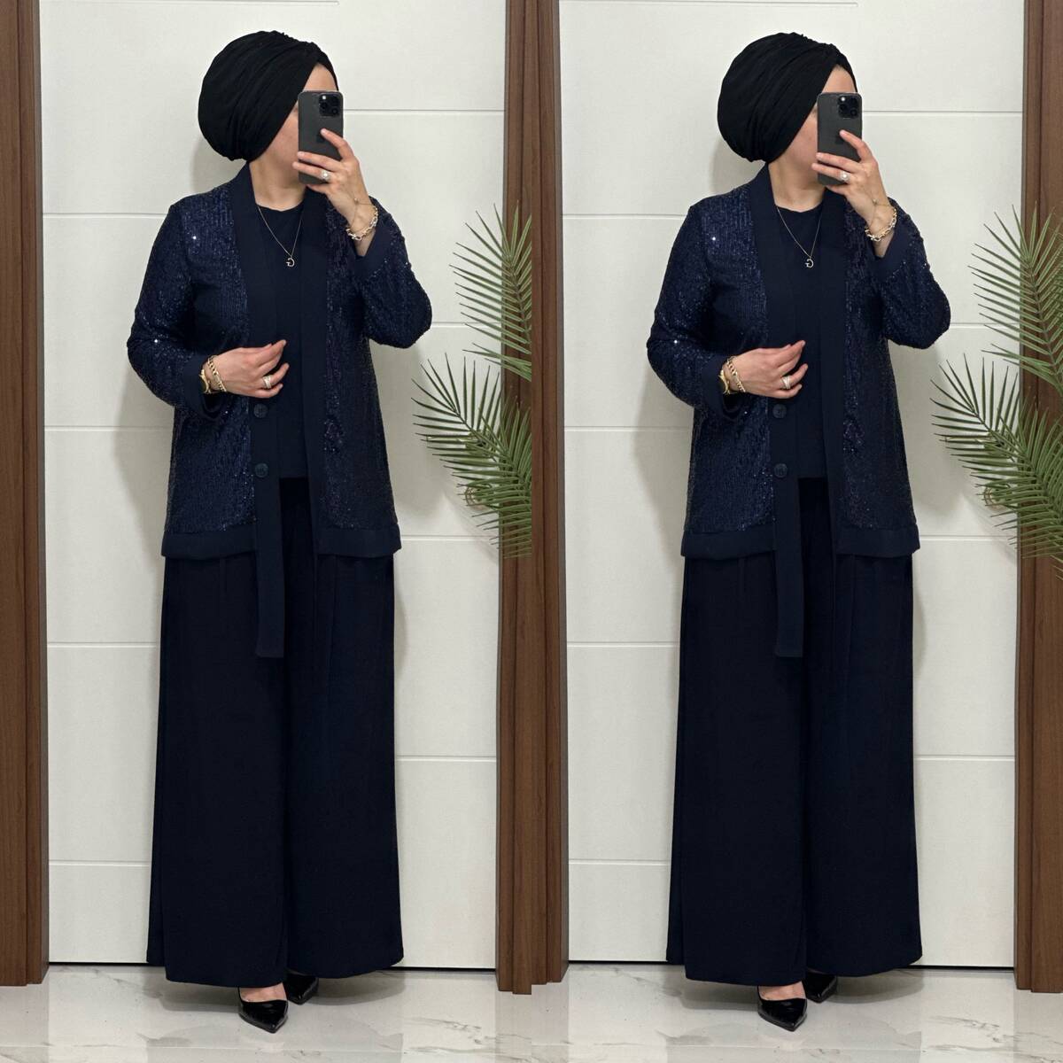 7213 K200 LACİVERT PUL PAYET ZARA TAKIM