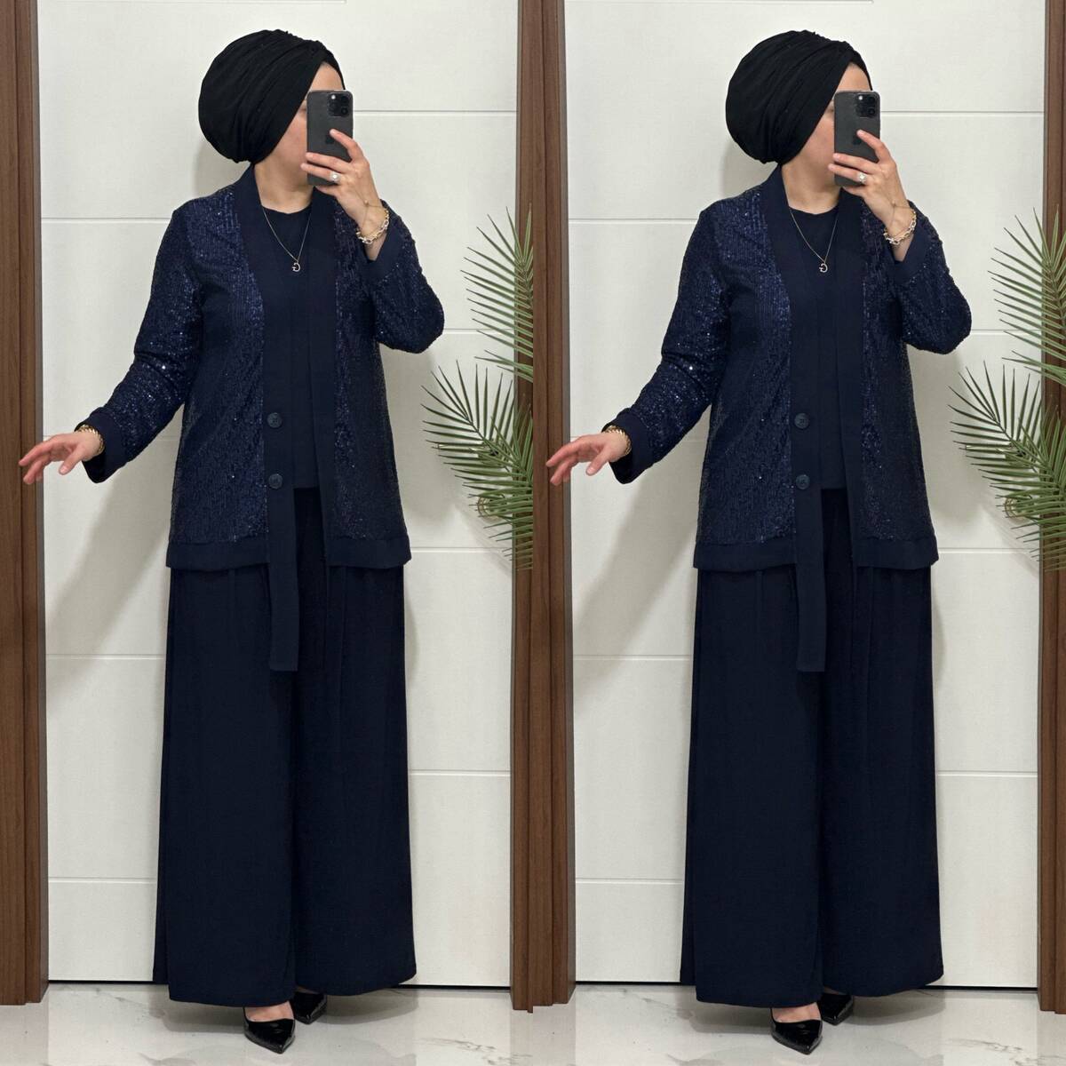 7213 K200 LACİVERT PUL PAYET ZARA TAKIM