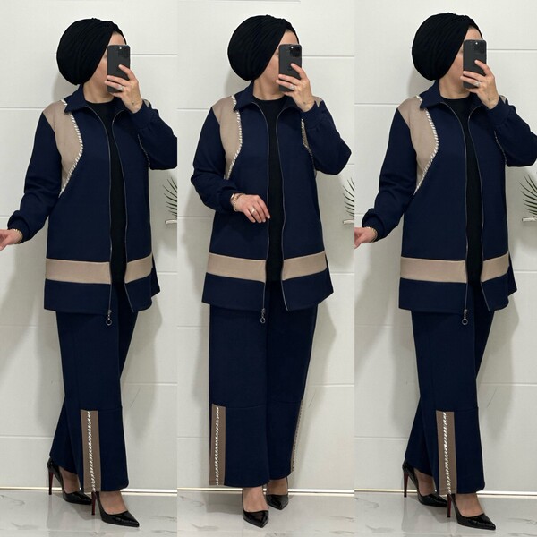 2727 K 150 LACİVERT TAŞLI MASAL TAKIM - Thumbnail