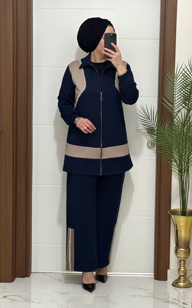 2727 K 150 LACİVERT TAŞLI MASAL TAKIM - Thumbnail