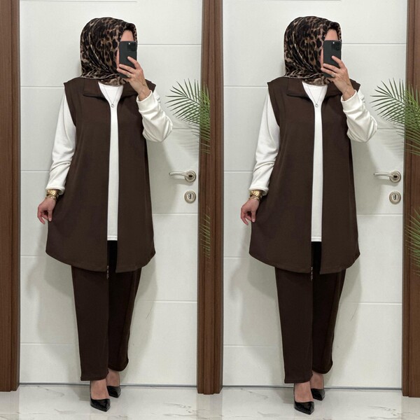 3030 K KAHVE GAMZE ÜÇLÜ TAKIM - Thumbnail