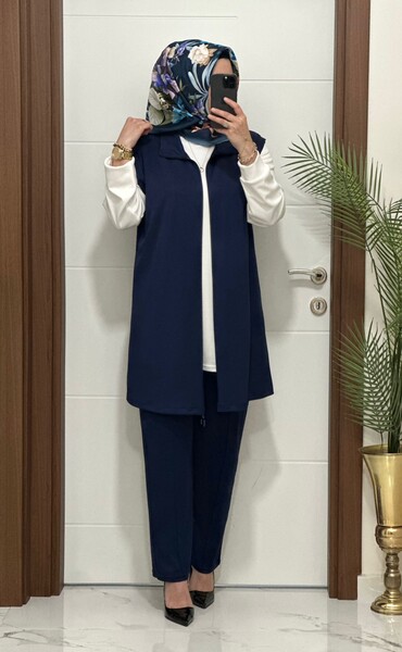 MASAL ABİYEM - 3030 K LACİVERT GAMZE ÜÇLÜ TAKIM 