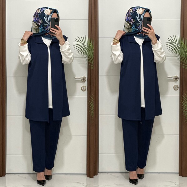 3030 K LACİVERT GAMZE ÜÇLÜ TAKIM - Thumbnail