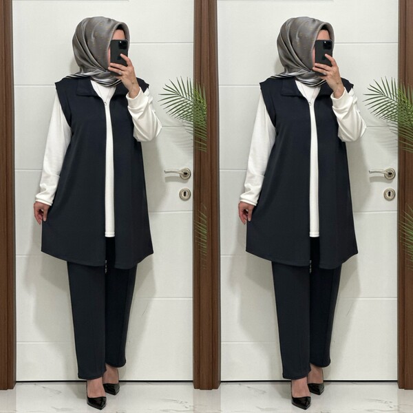 3030 K GRİ GAMZE ÜÇLÜ TAKIM - Thumbnail