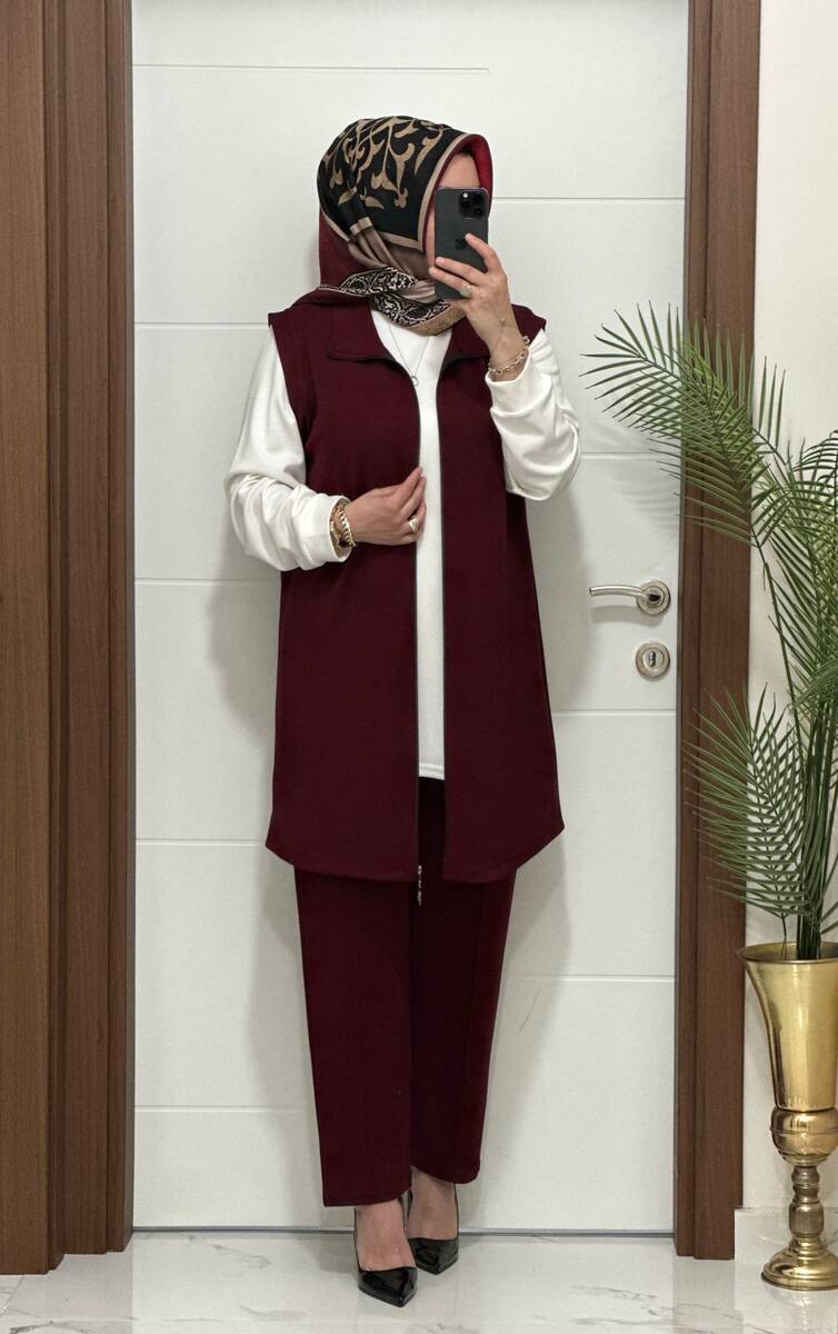 3030 K BORDO GAMZE ÜÇLÜ TAKIM 