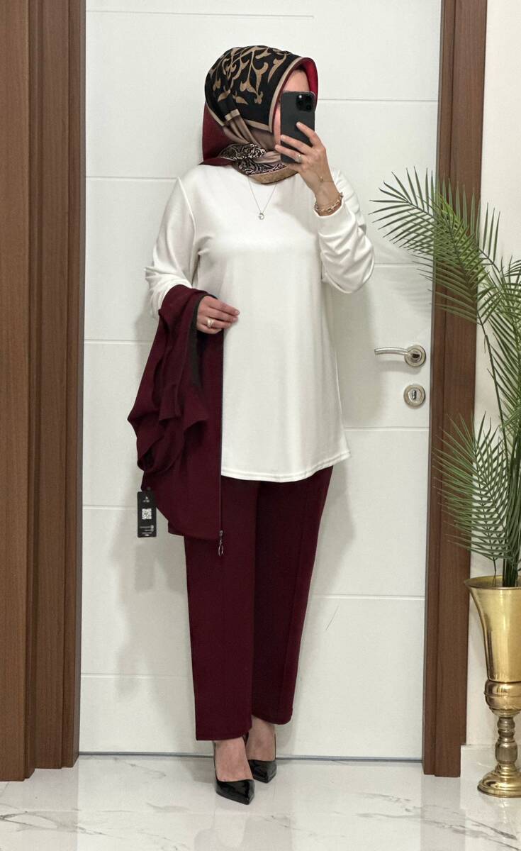 3030 K BORDO GAMZE ÜÇLÜ TAKIM 