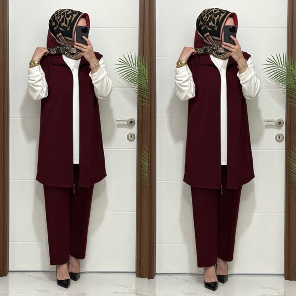 3030 K BORDO GAMZE ÜÇLÜ TAKIM - Thumbnail