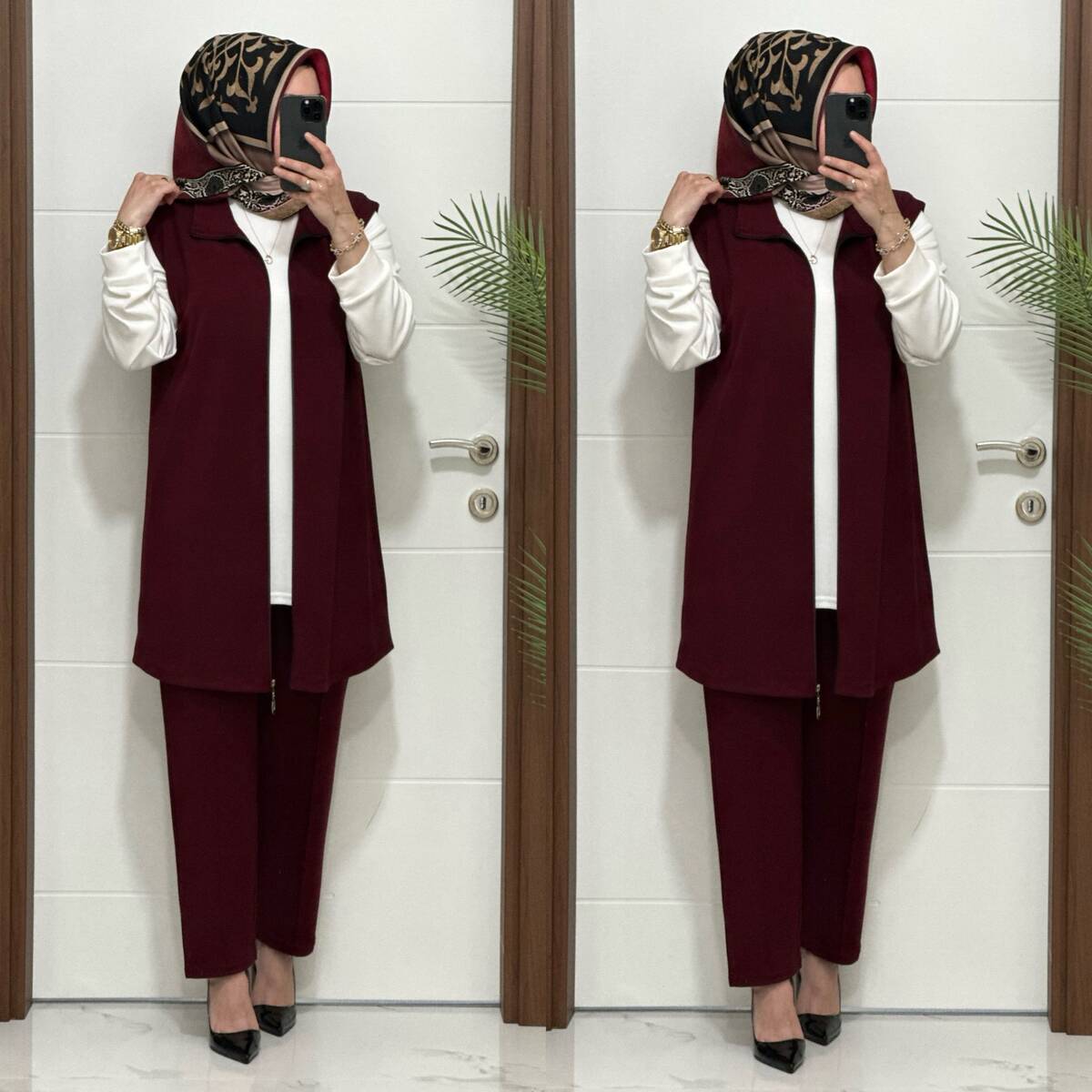 3030 K BORDO GAMZE ÜÇLÜ TAKIM 