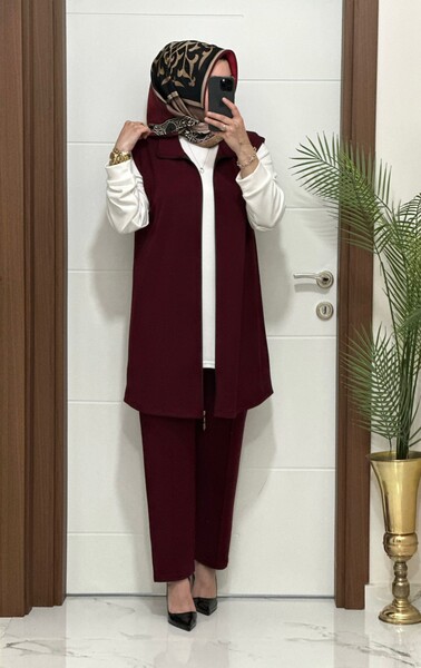 3030 K BORDO GAMZE ÜÇLÜ TAKIM - Thumbnail