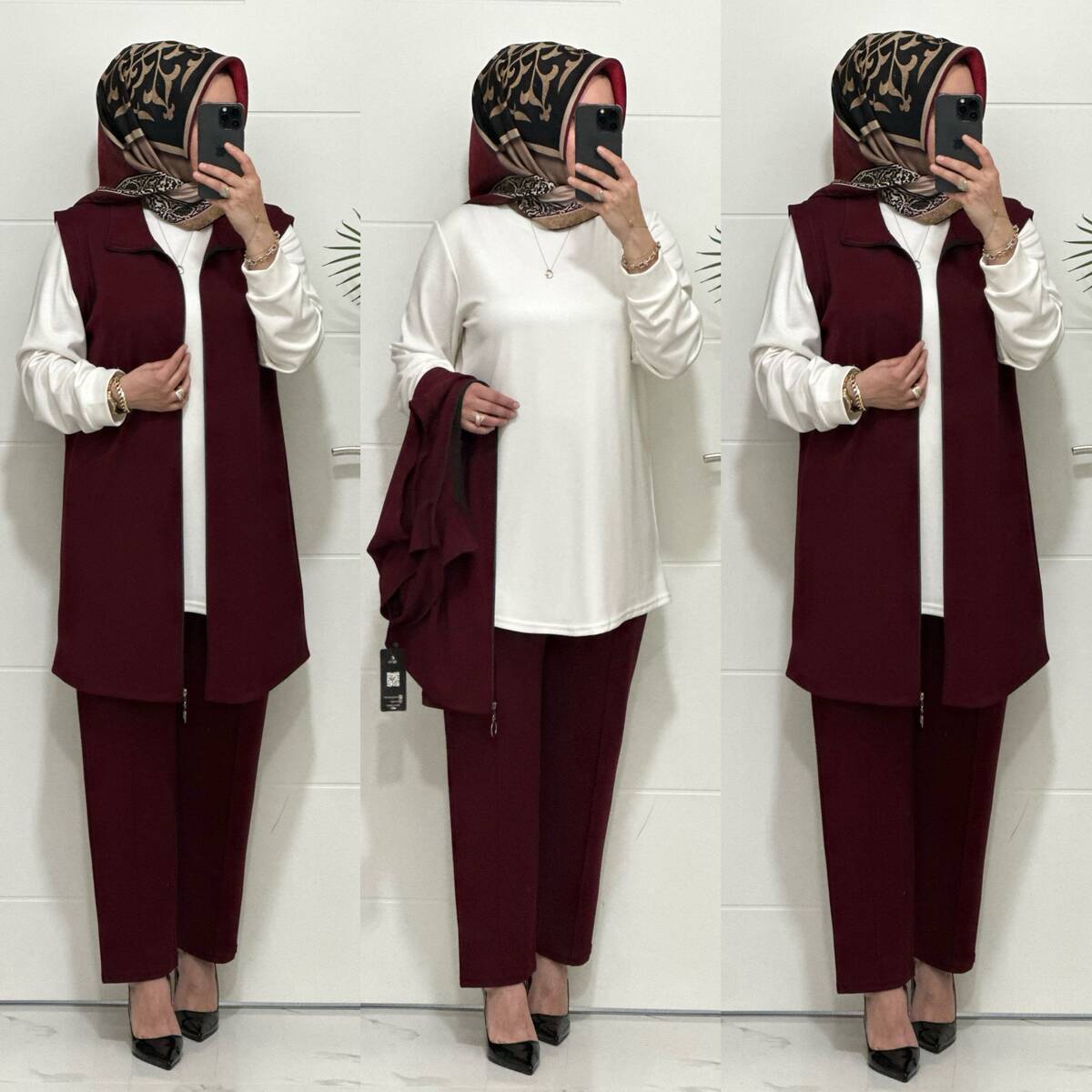 3030 K BORDO GAMZE ÜÇLÜ TAKIM 