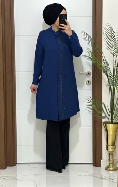 MASAL ABİYEM - 3106 K 50 İNDİGO YENİ SEZON TASLI TUNİK