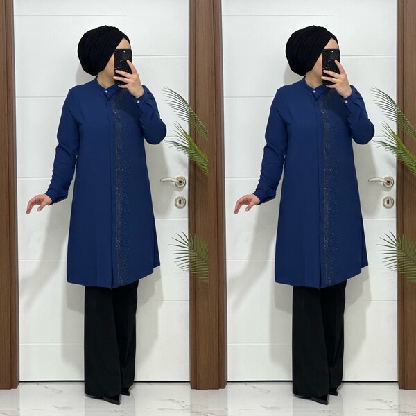 3106 K 50 İNDİGO YENİ SEZON TASLI TUNİK - Thumbnail