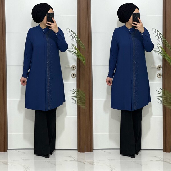 3106 K 50 İNDİGO YENİ SEZON TASLI TUNİK - Thumbnail