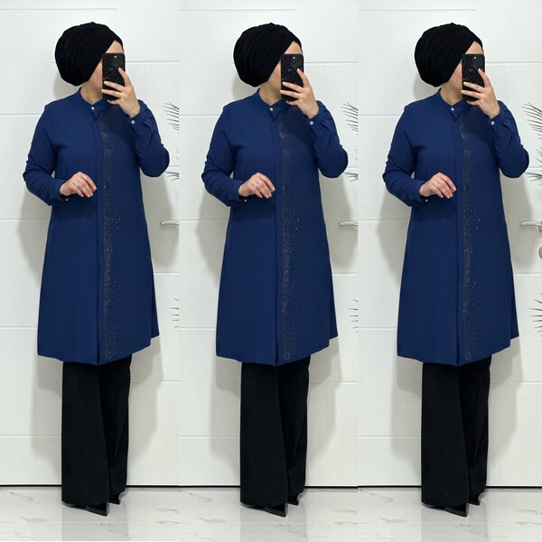 3106 K 50 İNDİGO YENİ SEZON TASLI TUNİK - Thumbnail