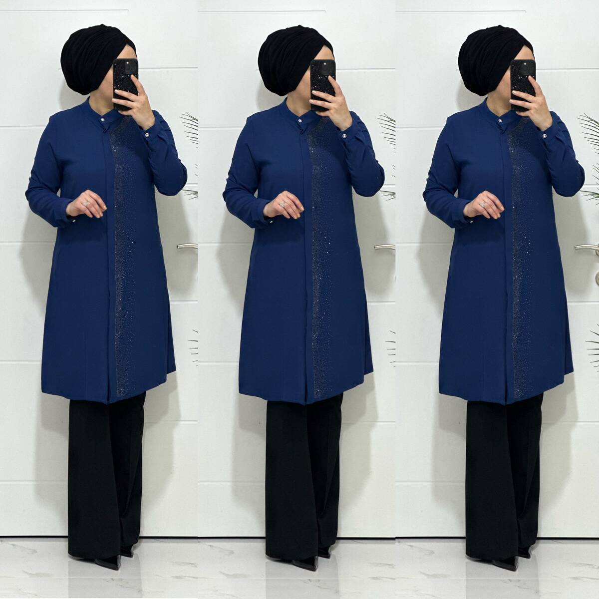 3106 K 50 İNDİGO YENİ SEZON TASLI TUNİK