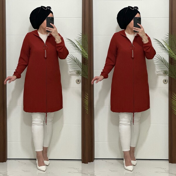 3124 K70 KİREMİT FERMUAR TASLI GİY ÇIK - Thumbnail