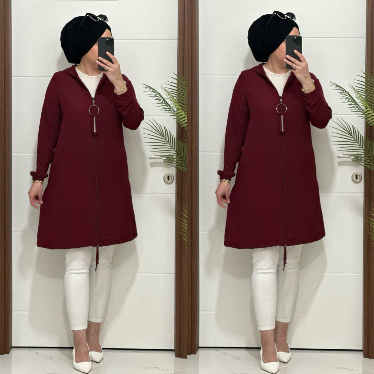 3124 K70 BORDO FERMUAR TASLI GİY ÇIK