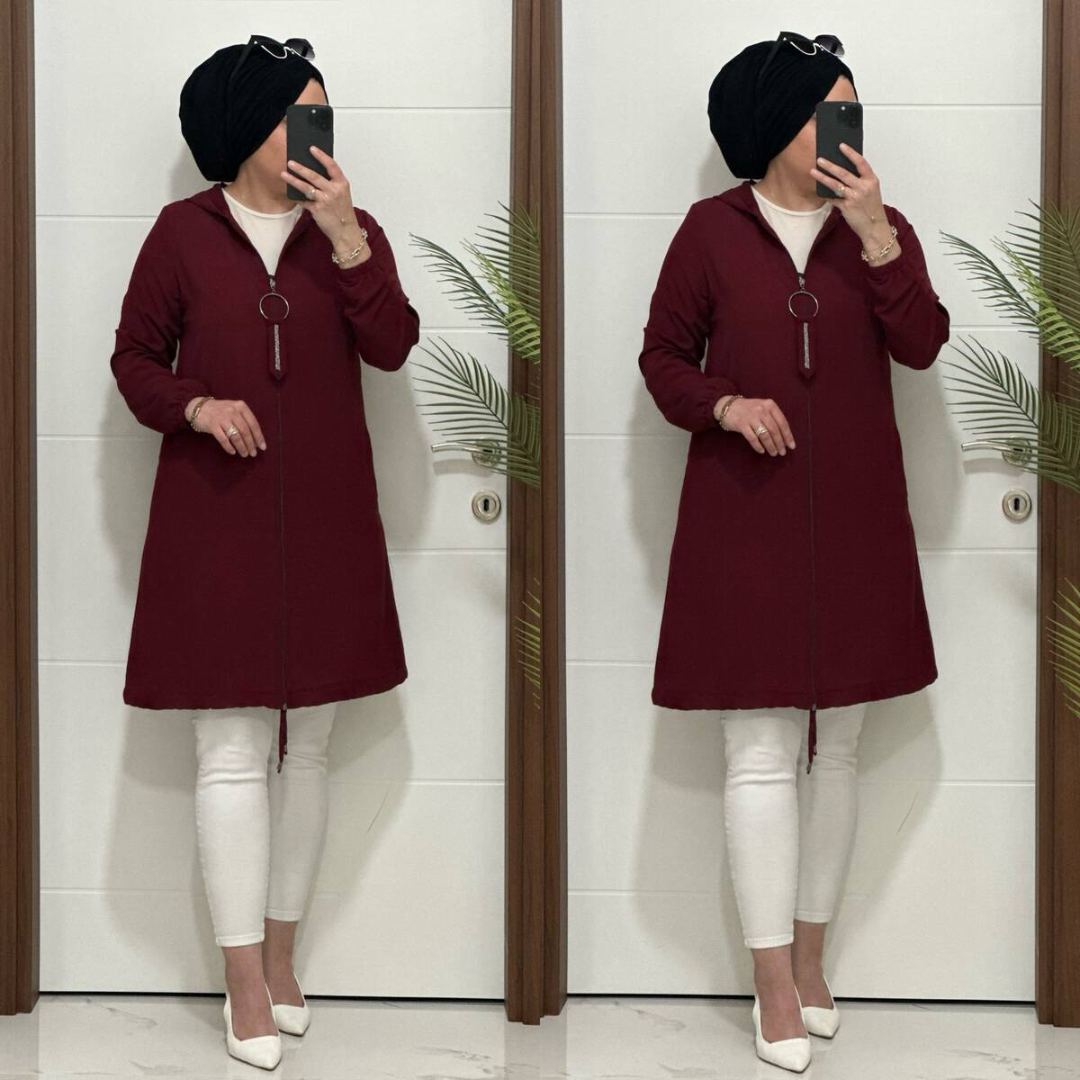 3124 K70 BORDO FERMUAR TASLI GİY ÇIK